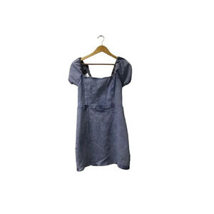 NWT bebe Lace Back Denim Dress 104509 Women's With Puff Sleeves MSRP $129 Sz 10